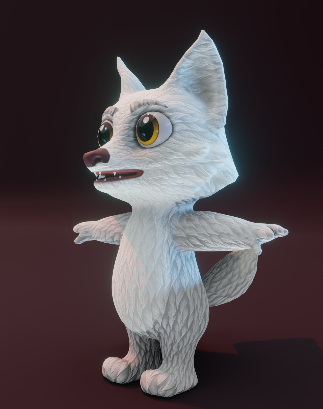 Cartoon Arctic Fox Animated 3D Model by 3DDisco