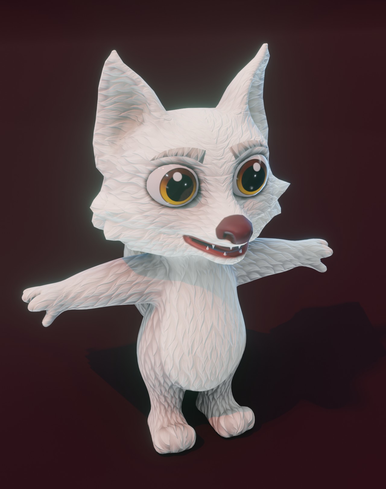 Cartoon Arctic Fox Animated 3D Model by 3DDisco
