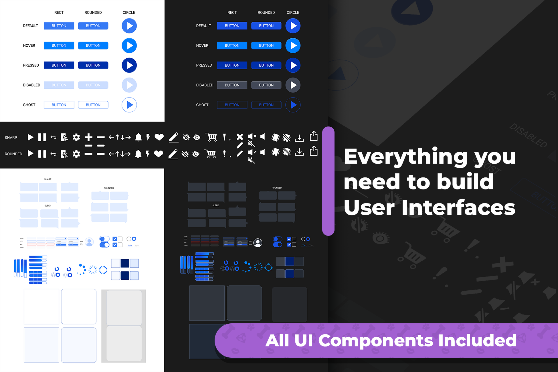 Modern UI Kit - Dark & Light Themes by KissMyAssets