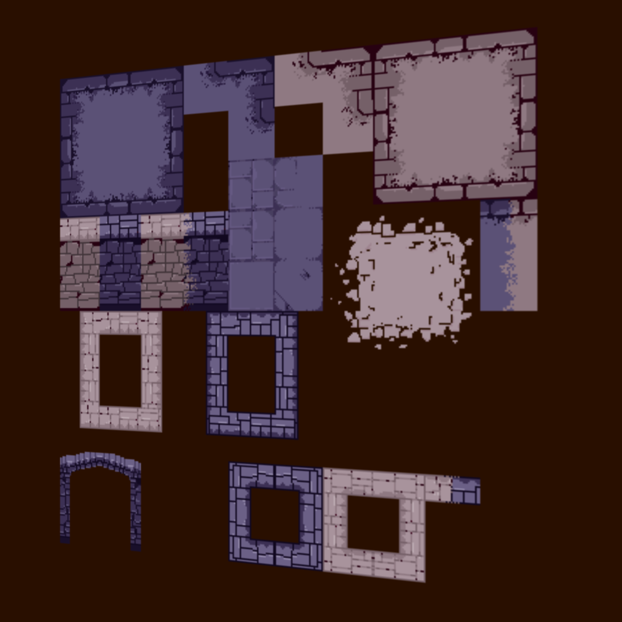 Dark Purple Dungeon – Pixel Art Tileset (32x32) by CampStudio