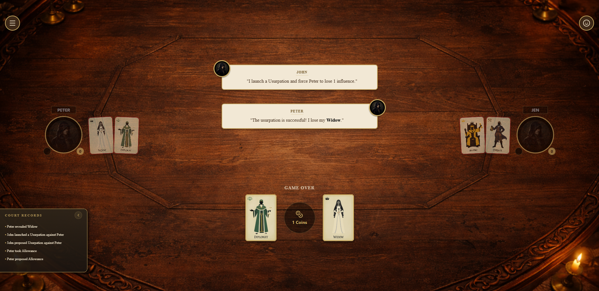 Screenshot 6 for Court of Shadows - Online Bluffing & Social Deduction Card Game
