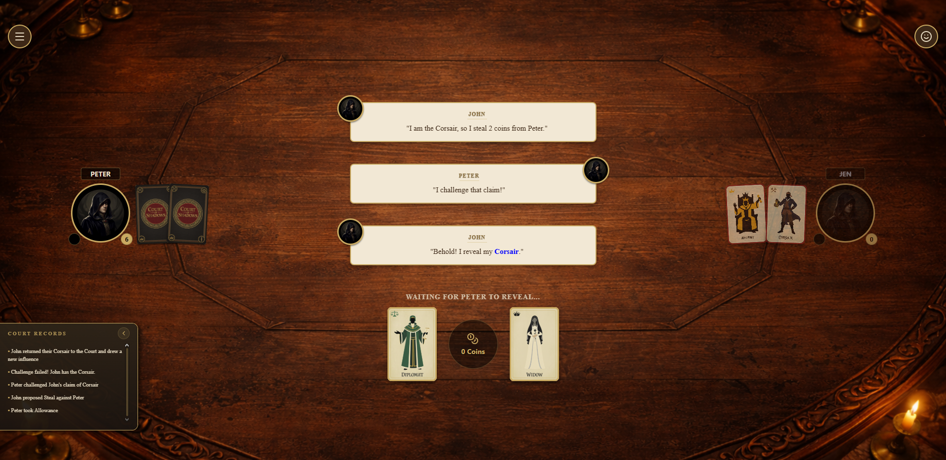 Screenshot 4 for Court of Shadows - Online Bluffing & Social Deduction Card Game
