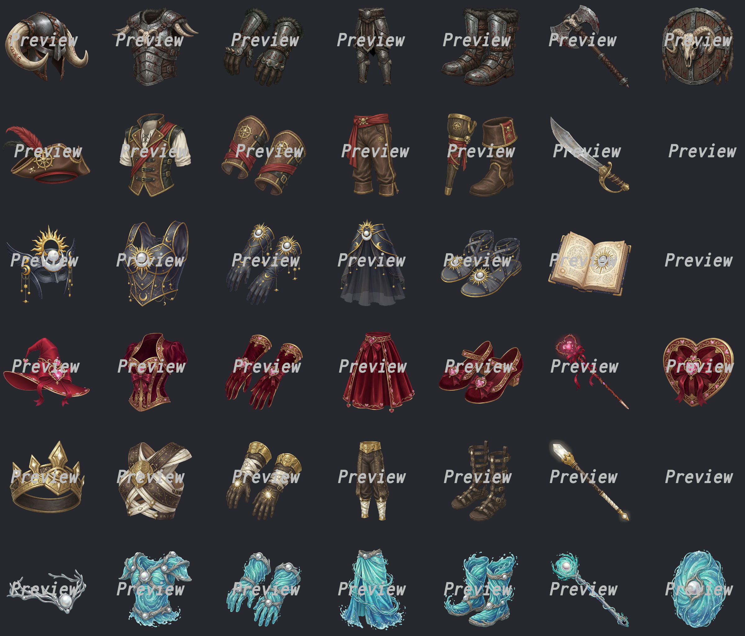 30 Complete Armor Sets // 200+ Icons 512x512 // Splash-Art + Set-Card ...