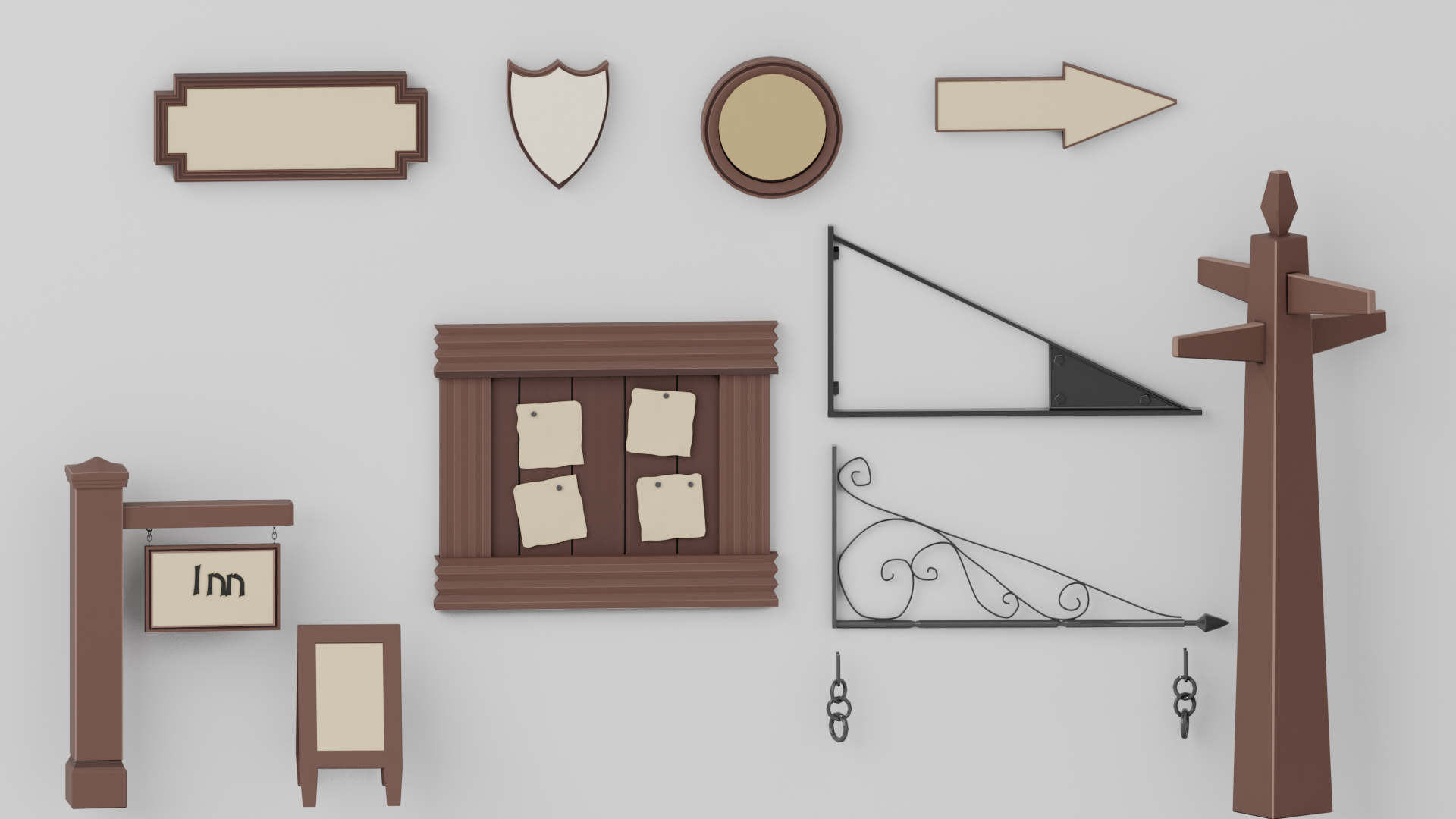 Stylized Medieval Signage & Notice Boards (10 Props) – Fantasy Town ...