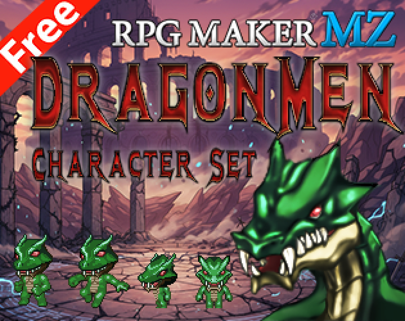 Free RPGMakerMZ DragonMen Character Set by GalacticGod