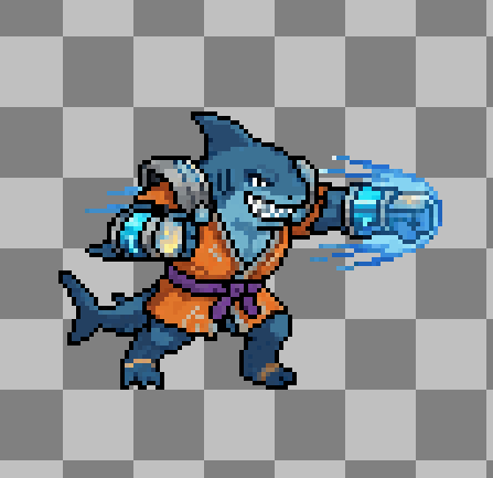 2D Character Sprite Sheet - Pixel Art Shark Character by GreatGamingLife