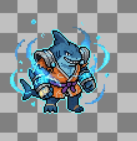 2D Character Sprite Sheet - Pixel Art Shark Character by GreatGamingLife