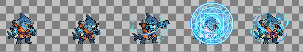 2D Character Sprite Sheet - Pixel Art Shark Character by GreatGamingLife