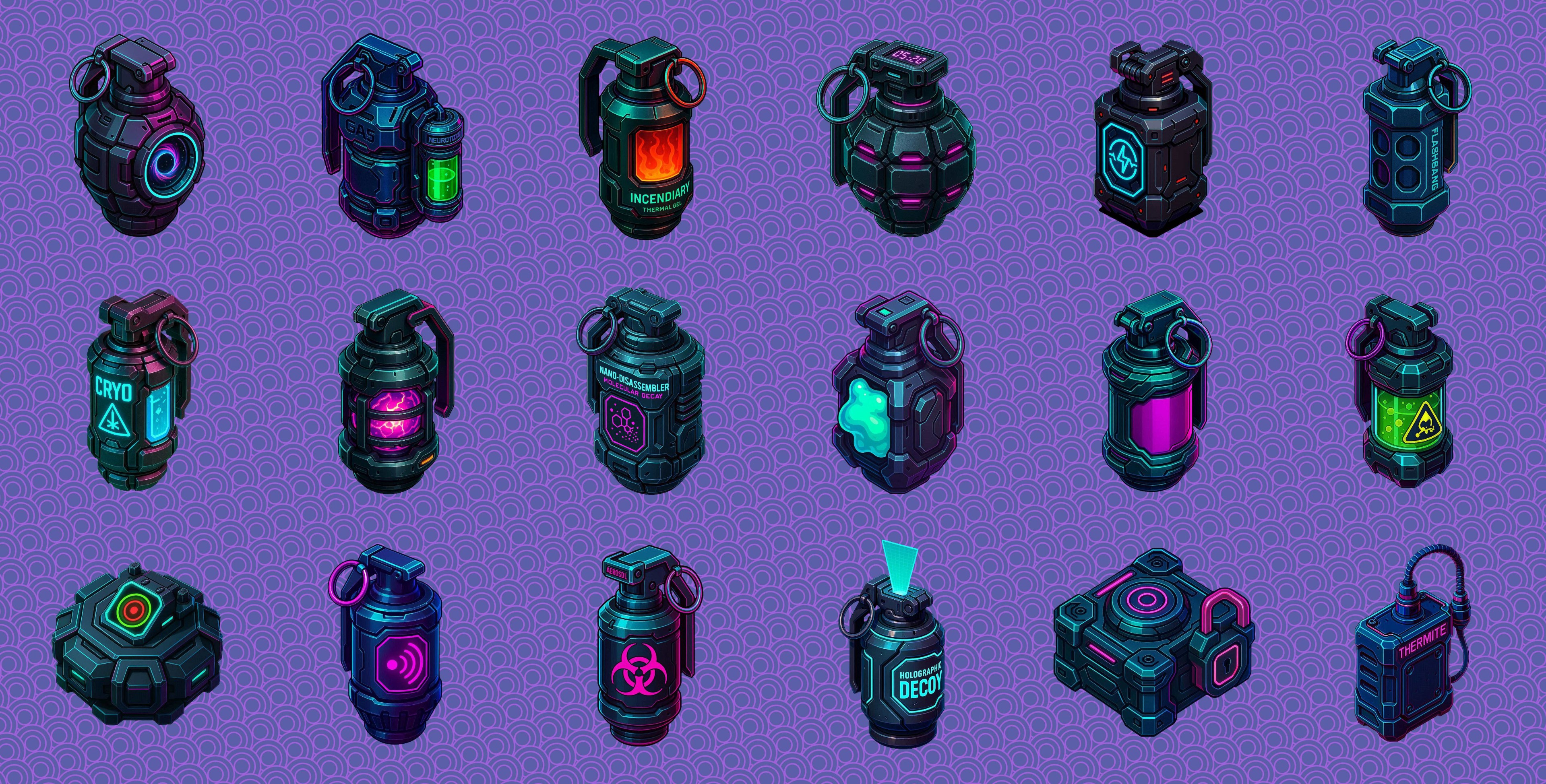 Cyber Weapons Pack Vol.3– Neon Hard Surface by Aura Design Assets