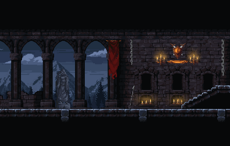Dark Castle Interior – 2D Pixel Art Platformer Asset Pack by Pozac