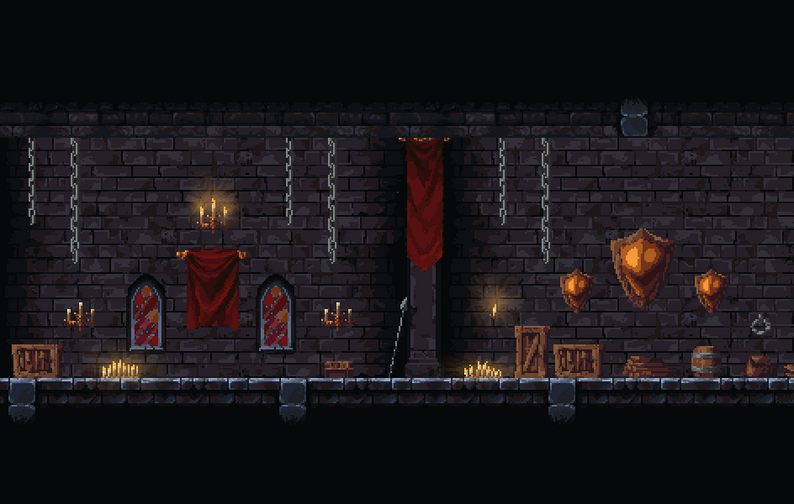 Dark Castle Interior – 2D Pixel Art Platformer Asset Pack by Pozac