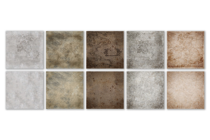 Old Mariner's Maps - 10 x Seamless. Distressed Maps & Papers by Evalynn