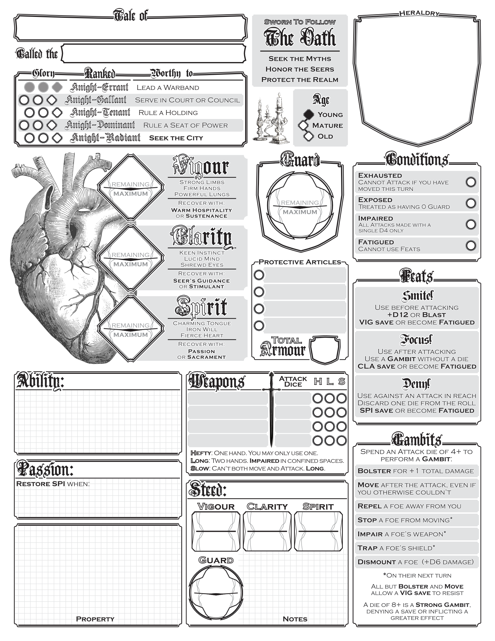 Screenshot 3 for Mythic Bastionland Character Sheet