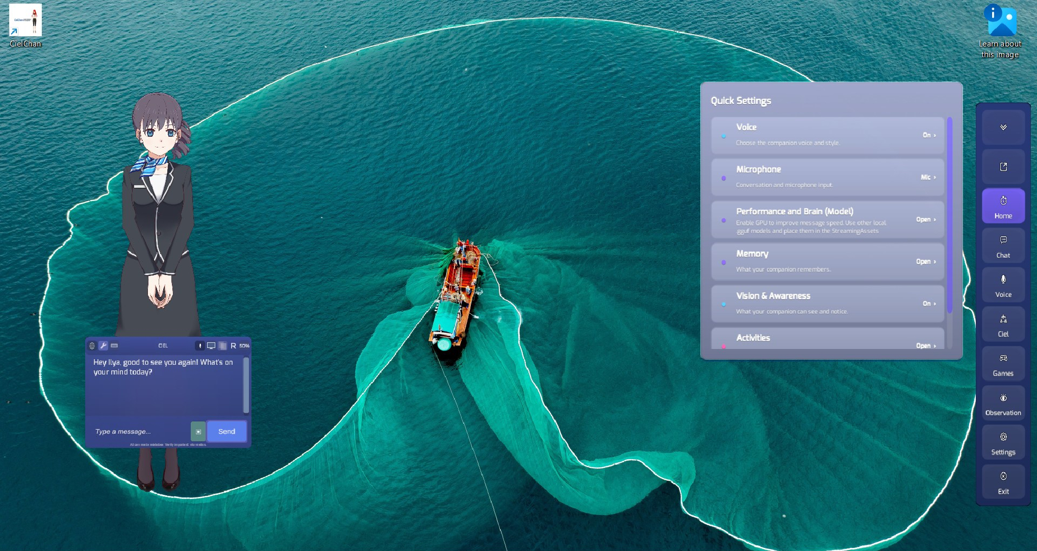 Screenshot 3 for CielChan Plus: Offline Anime Desktop AI Companion