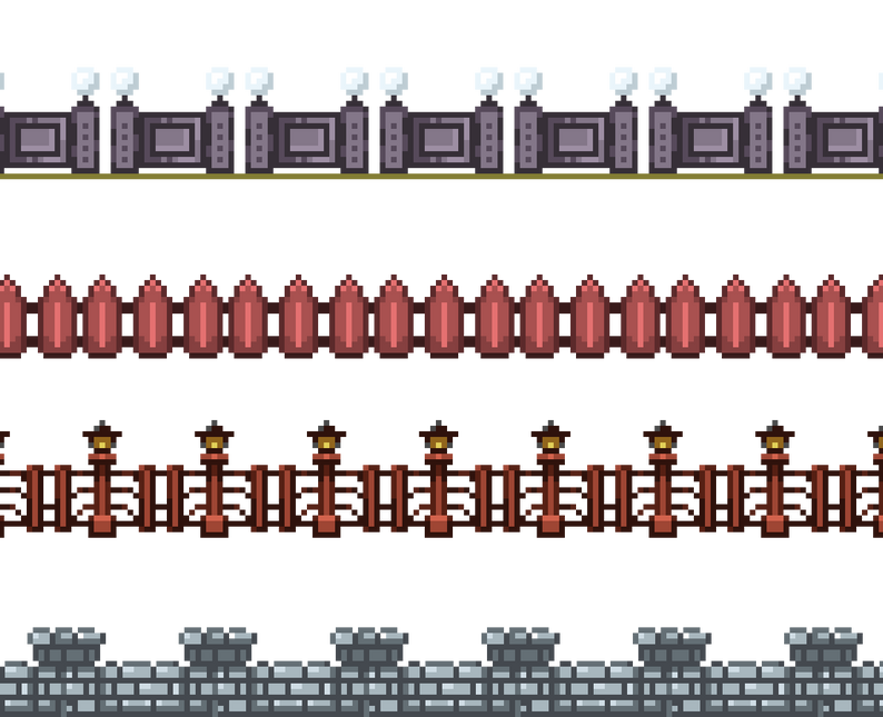 Pixel Art Fence & Barrier Pack (32x32) by PetalByte
