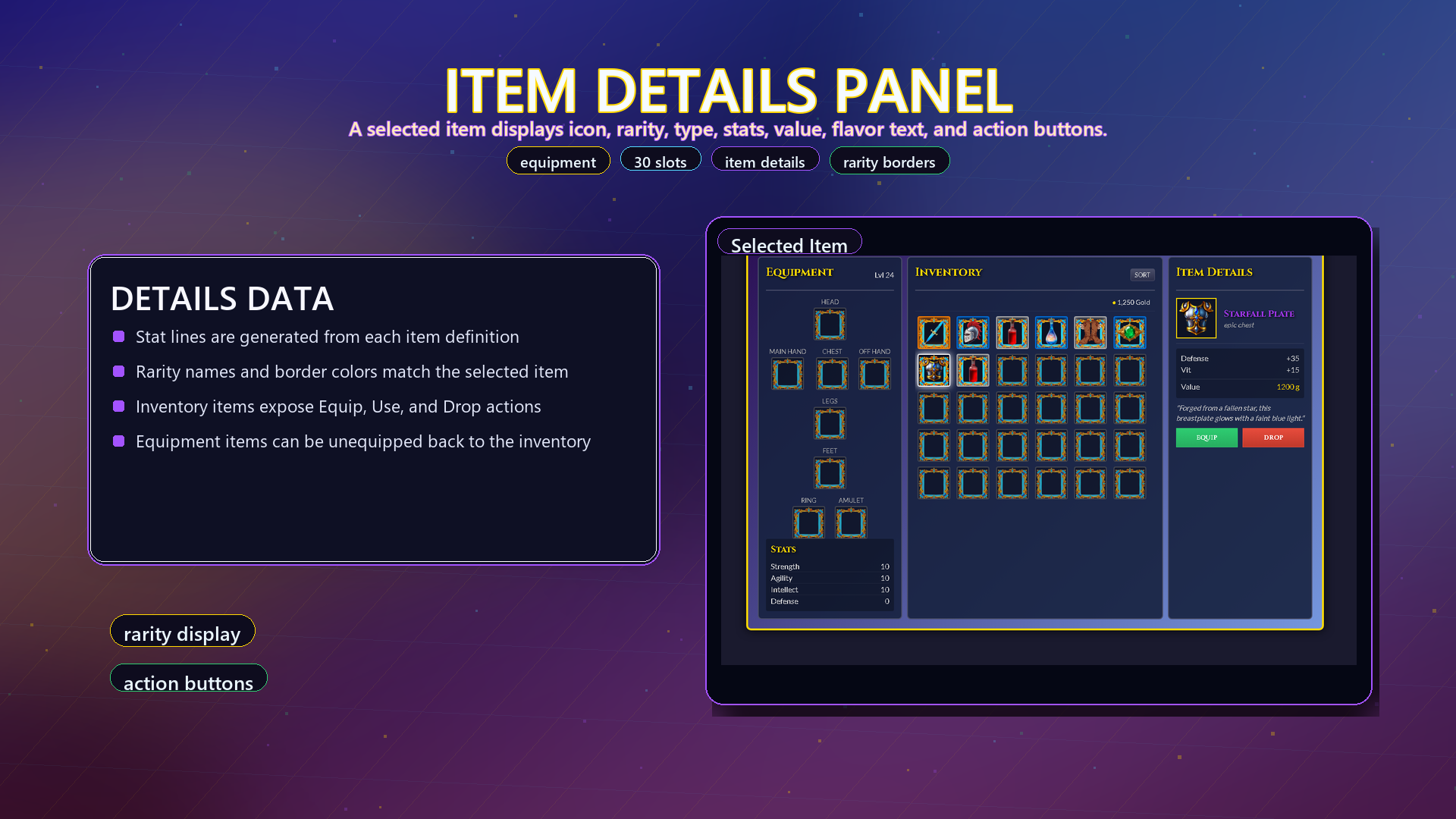 Rpg Inventory Ui Examples HTML5 RPG Inventory System PRO – Drag-and-Drop, Stacks & Tooltips by ...
