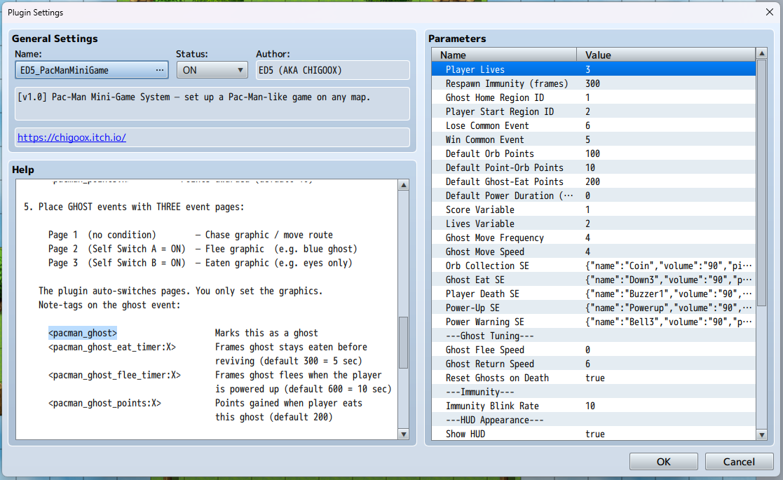 ED5 PAC-MAN PLUGIN - RPG MAKER MZ by ChigooX