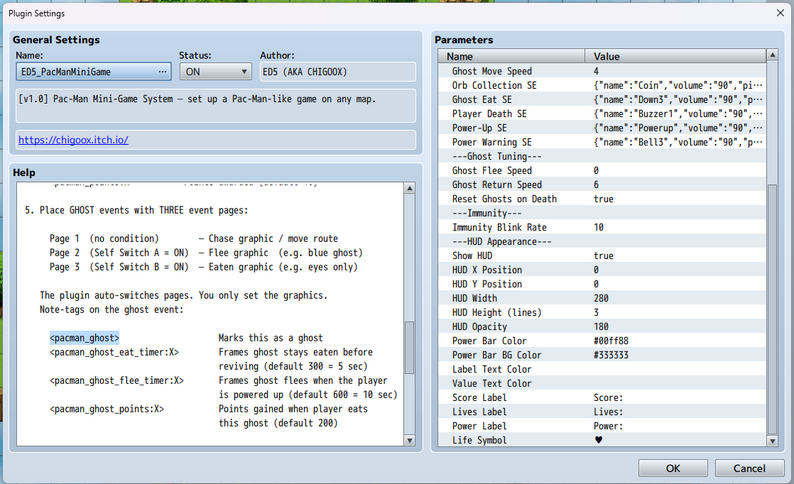 ED5 PAC-MAN PLUGIN - RPG MAKER MZ by ChigooX