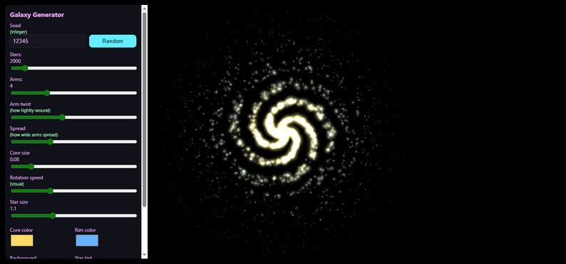 Python Generated Galaxy Galaxy Generator by Lance