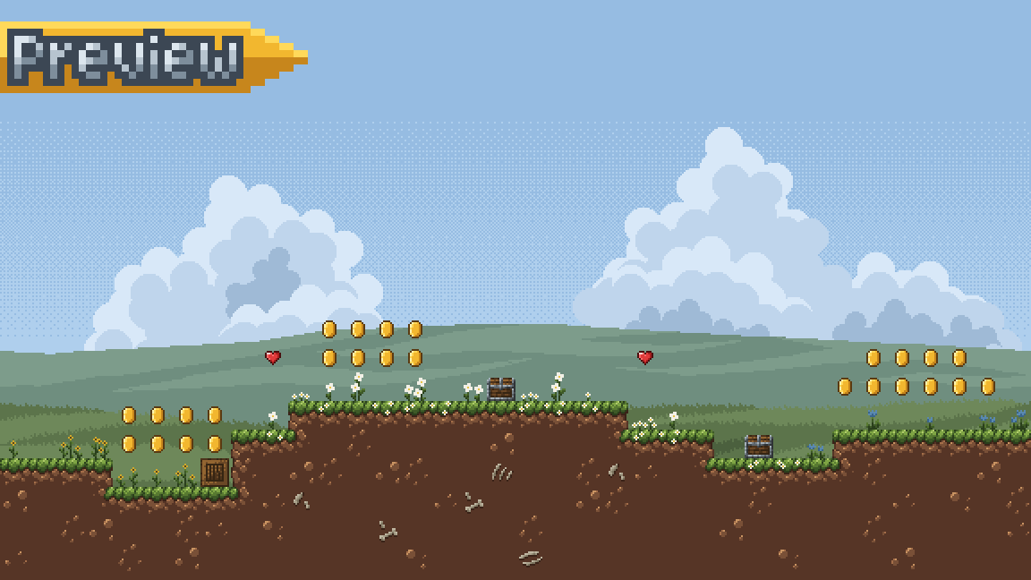 Verdant Plains – Free 2D Pixel Platformer Tileset & Props by rijiezz