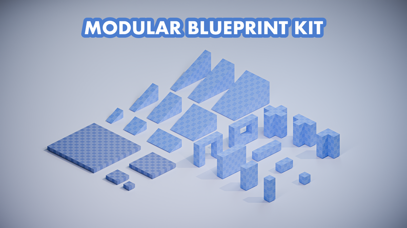 Modular Blueprint Kit - Low Poly 3D Environment Assets (FBX, GLTF) by Tuily
