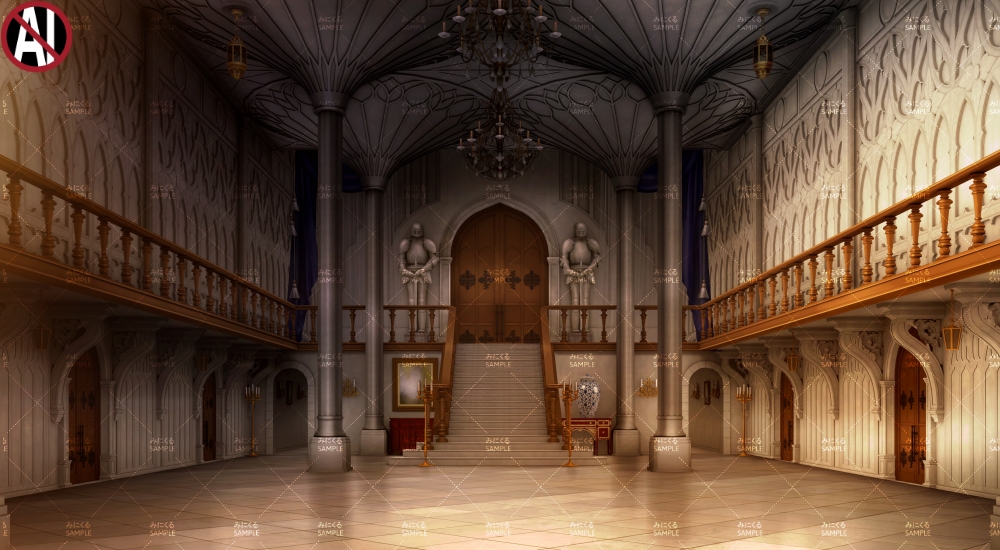 4 Dark Fantasy Backgrounds - "Hall" by Minikle