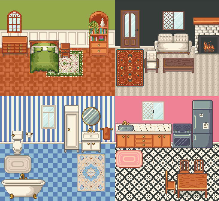 Cozy life - Pixel Art Interior Tileset (150+ assets, 16x16) by Pixel&beans