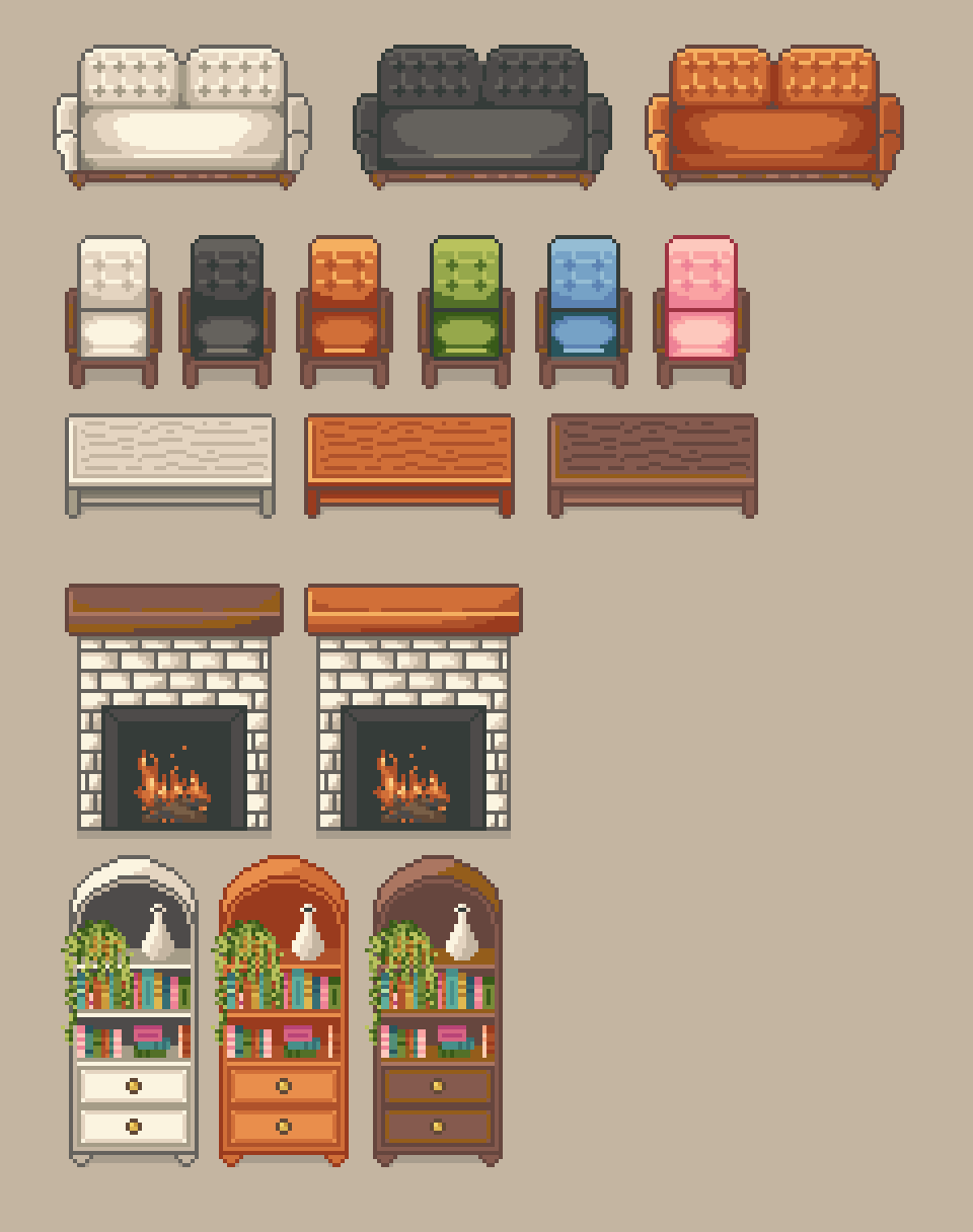 Cozy life - Pixel Art Interior Tileset (150+ assets, 16x16) by Pixel&beans