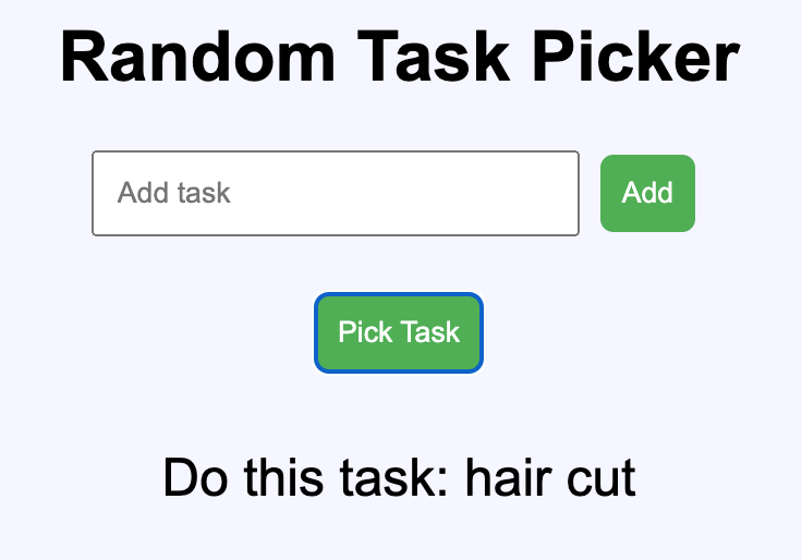 Random Task Picker – ADHD Productivity Tool by wilko-indindango
