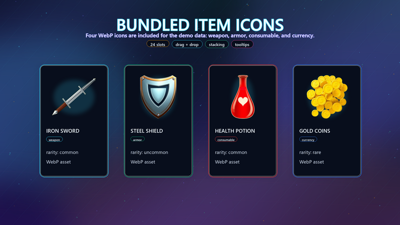 HTML5 Inventory System – Basic (Drag & Drop UI) by Template Foundry