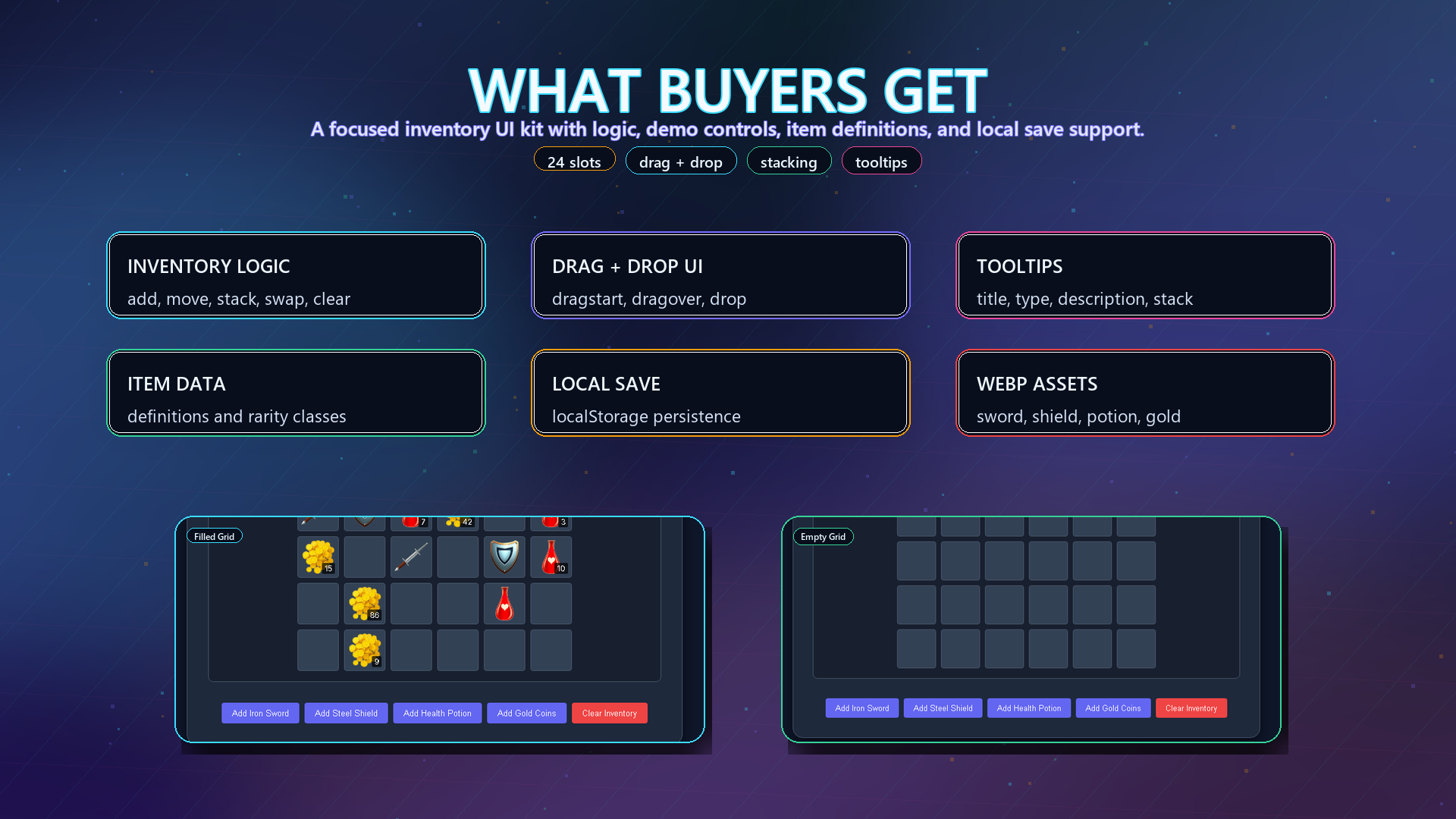 HTML5 Inventory System – Basic (Drag & Drop UI) by Template Foundry