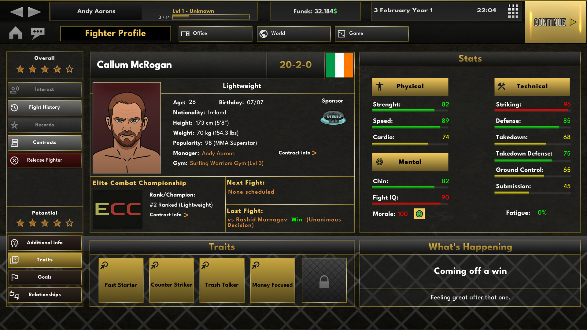 Screenshot 2 for Elite MMA Manager: The Showcase
