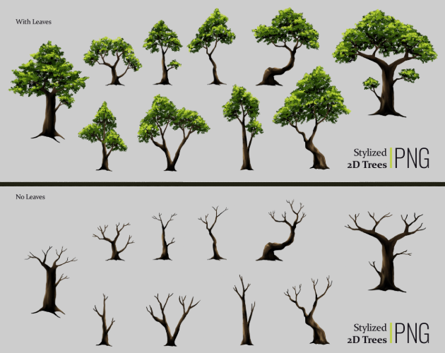 2D Stylish PNG Trees Set - 2D Stylish PNG Trees Set by Yoo Game Art