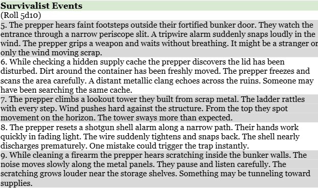 Screenshot 3 for Post Apocalypse TTRPG Survivalist Events