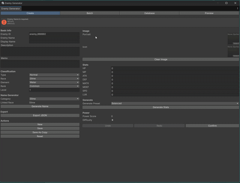 Unity Enemy Generator PRO – RPG Enemy Creation Tool by 268studio