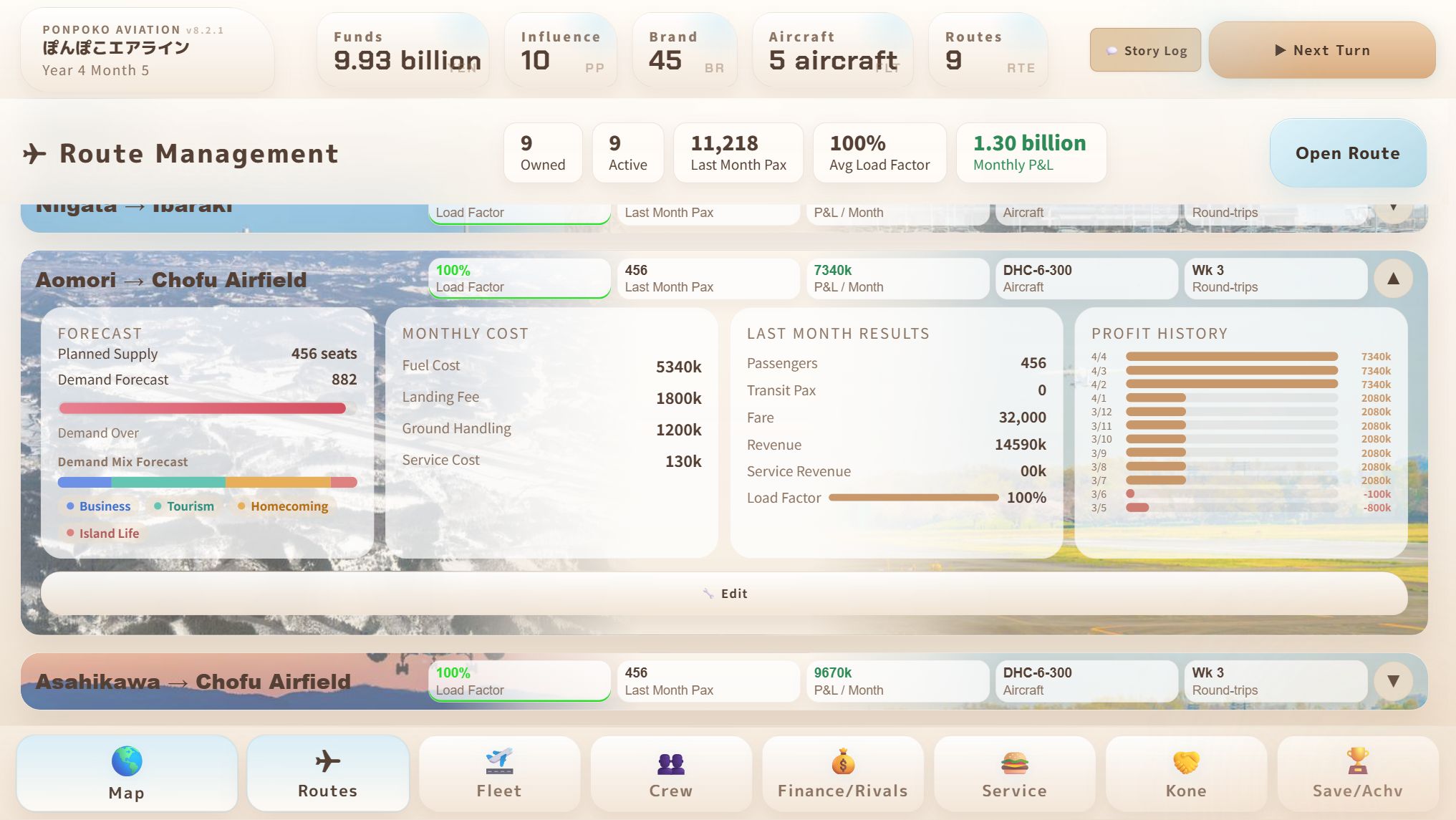 Screenshot 3 for Nikori's Ponpoko Aviation - THE Airline Tycoon Game
