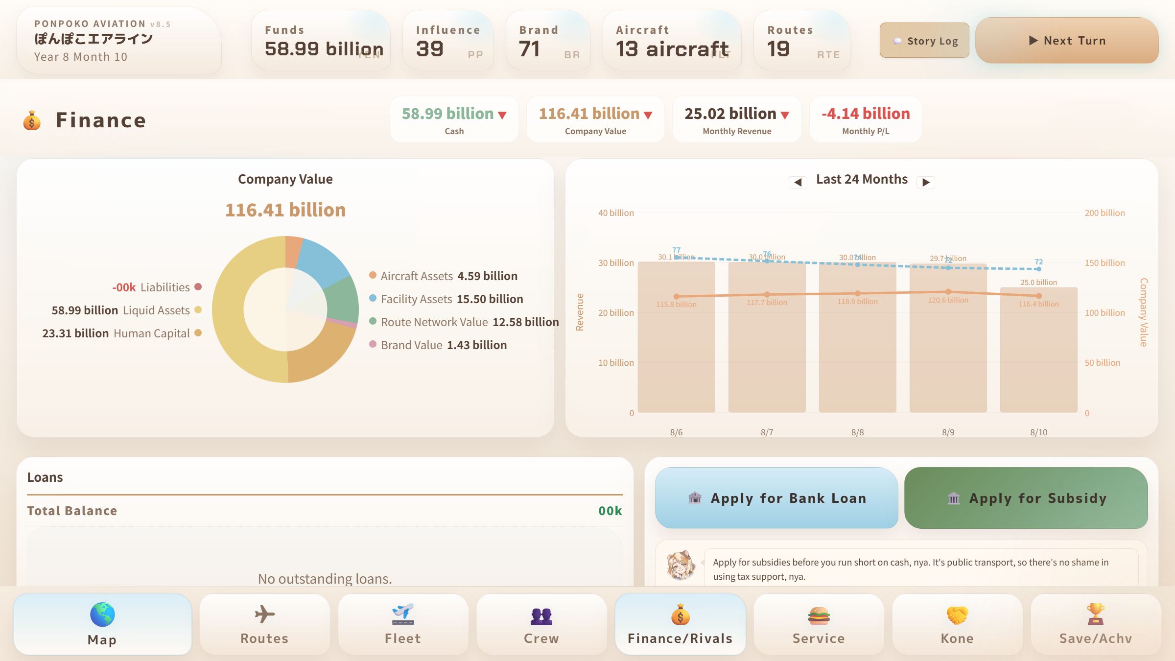 Screenshot 5 for Nikori's Ponpoko Aviation - THE Airline Tycoon Game