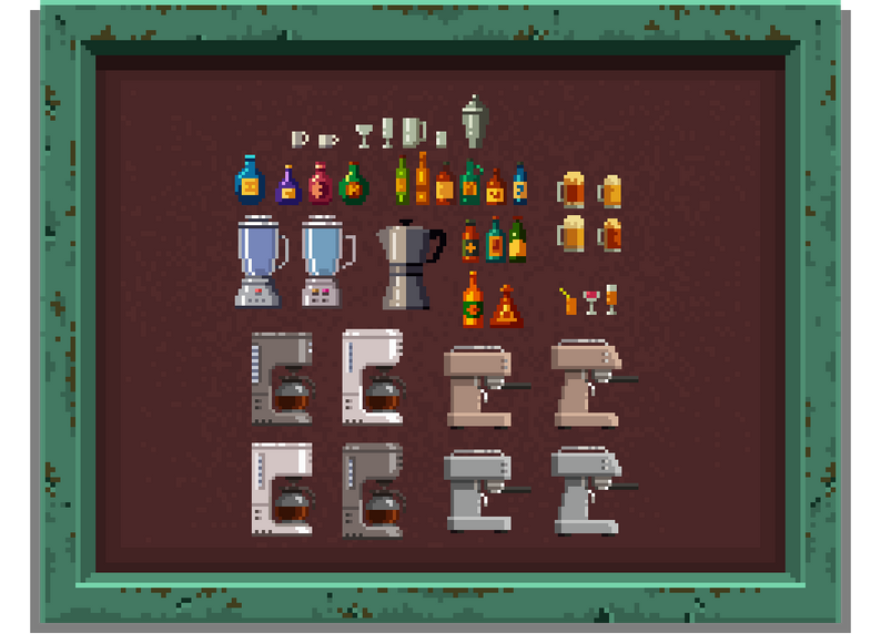 FREE Pixel Art Bar and Cafe Items Pack by karsiori