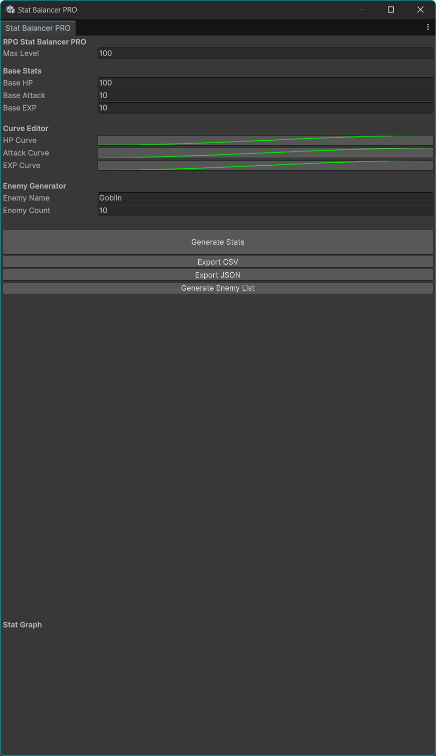 Unity Balance Balance Tooth Unity RPG Stat Balancer(PRO) – Game Balance Tool by 268studio