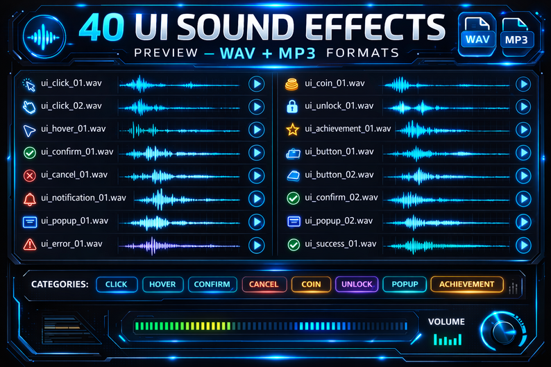 UI Sound Effects Pack – 40 Game Interface Sounds (WAV + MP3) by ...