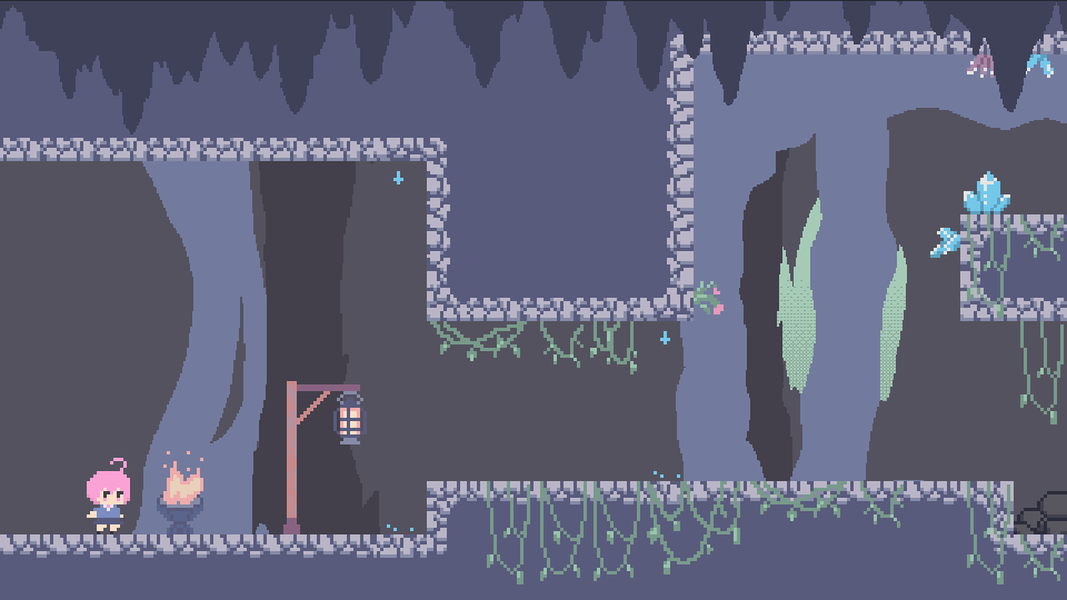 Pastel 16px Style Platformer – Cave Tileset by Karrasu