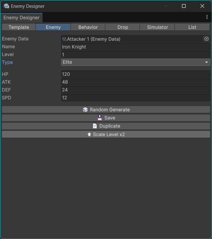 Unity Enemy Designer(PRO) – RPG Enemy Creation & Balance Tool by 268studio