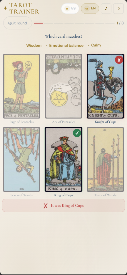 Screenshot 2 for Tarot Training Rider Waite