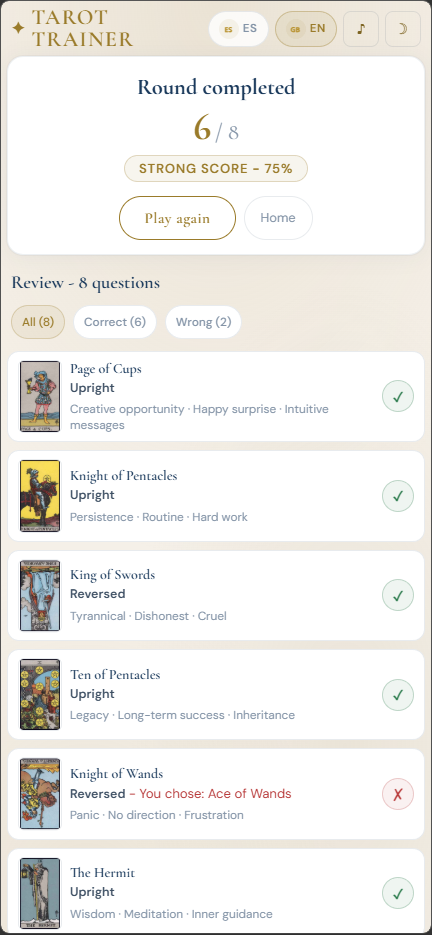 Screenshot 4 for Tarot Training Rider Waite