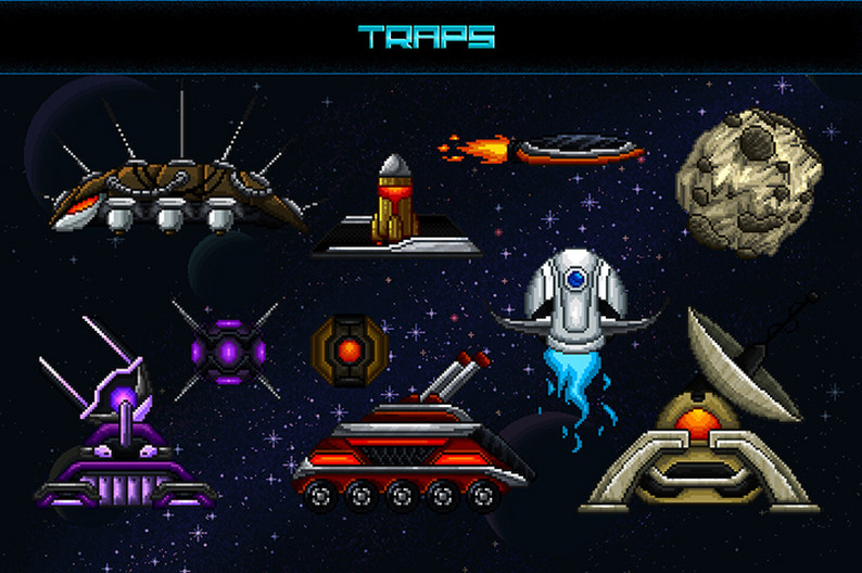 Space Shooter Game Kit Pixel Art by Free Game Assets (GUI, Sprite ...