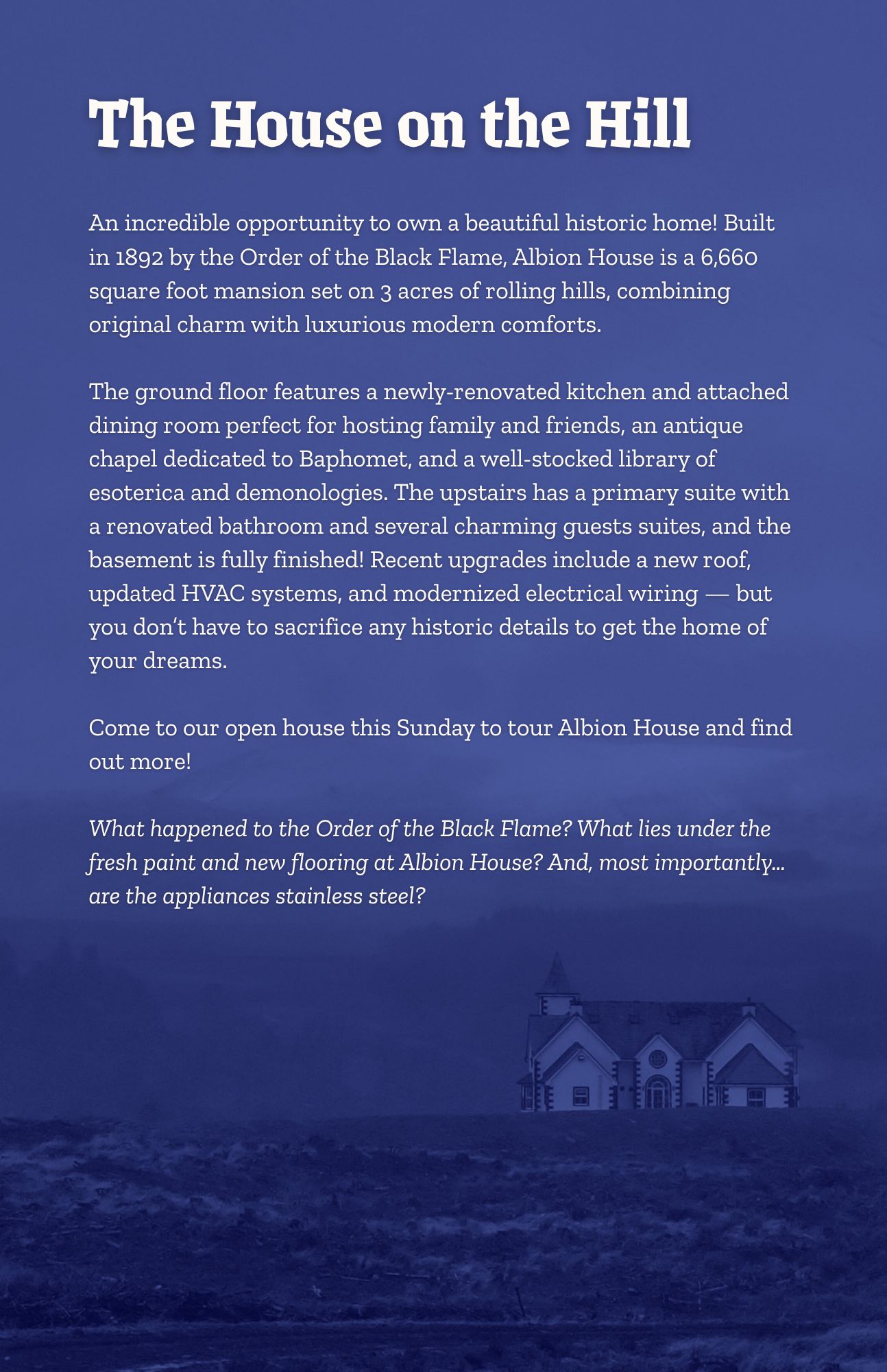 Screenshot 2 for The House on the Hill: A Haunt for This Discord Has Ghosts In It
