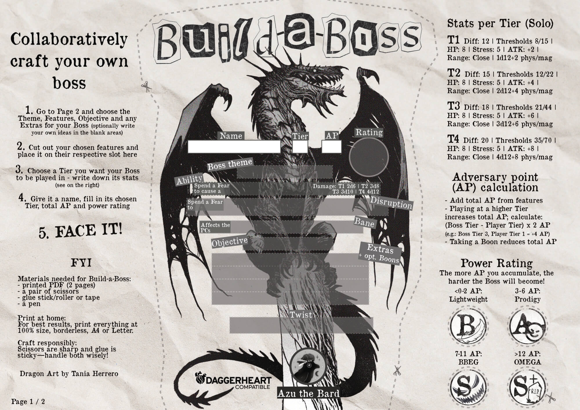 Screenshot 2 for Build-a-Boss | Daggerheart-compatible printable Supplement | Craft your own Boss monster