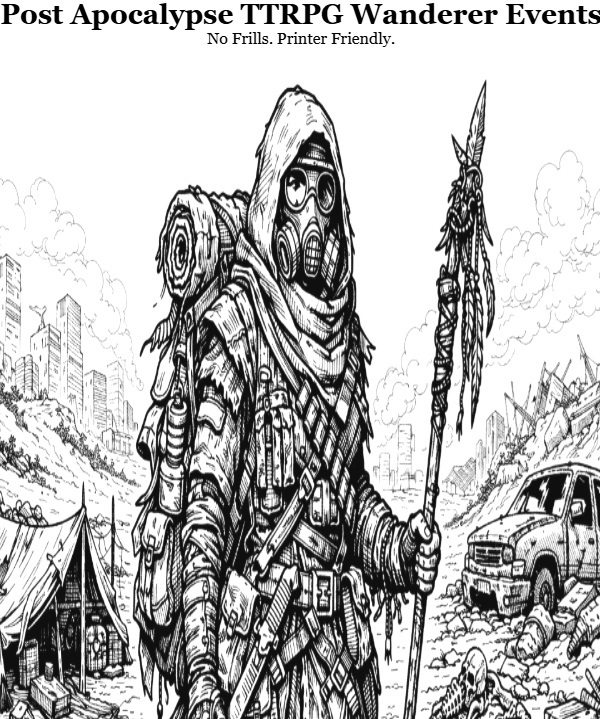 Screenshot 2 for Post Apocalypse TTRPG Wanderer Events