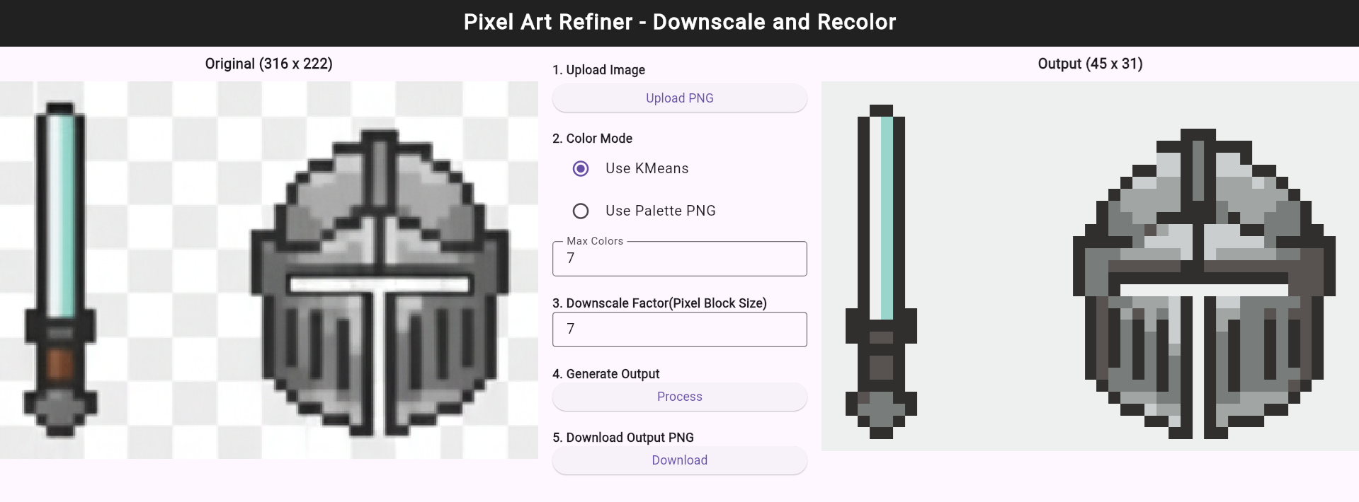Screenshot 2 for Pixel Art Refiner - Downscale and Recolor