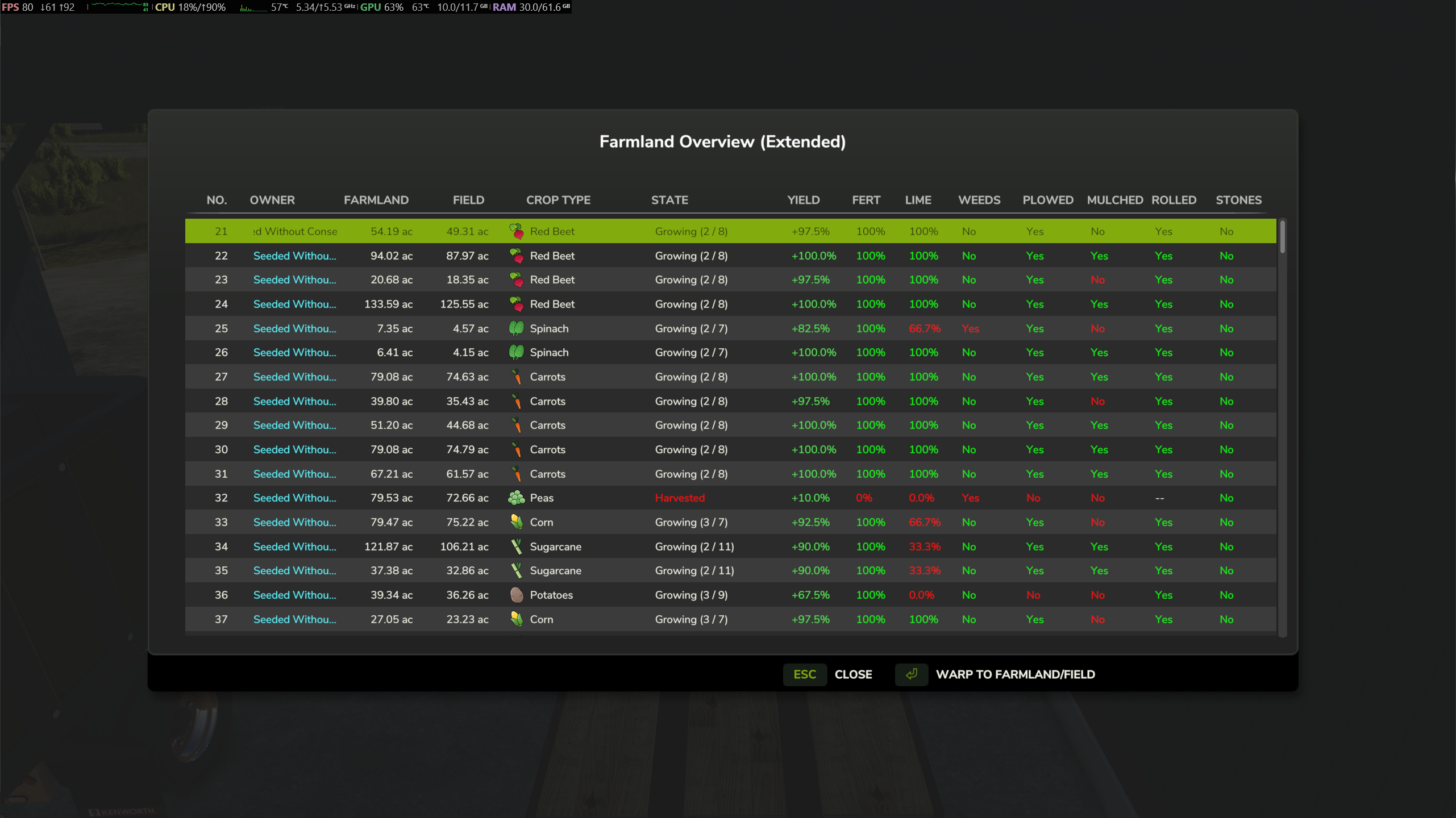Screenshot 2 for FS25 Farmland Overview (Extended)